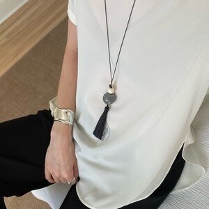 Tassel Pendant Necklace – julietta eze Inspired Minimalist Long Necklace